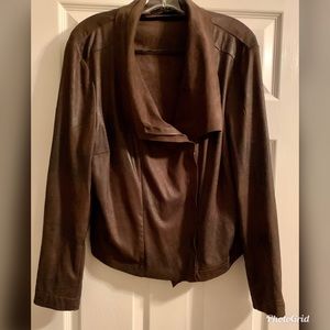 Lane Bryant brown suede zip jacket